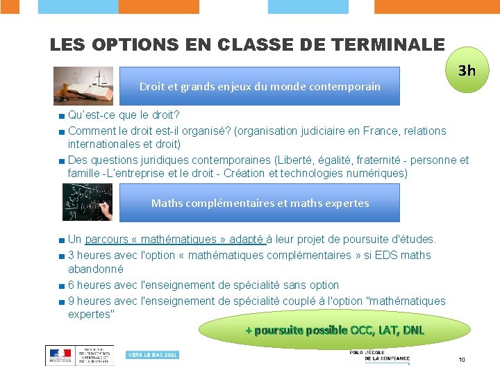 LES OPTIONS EN CLASSE DE TERMINALE Droit et grands enjeux du monde contemporain 3