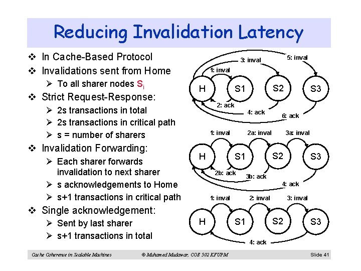 Reducing Invalidation Latency v In Cache-Based Protocol v Invalidations sent from Home Ø To