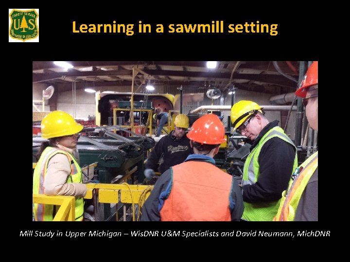 Learning in a sawmill setting Mill Study in Upper Michigan – Wis. DNR U&M