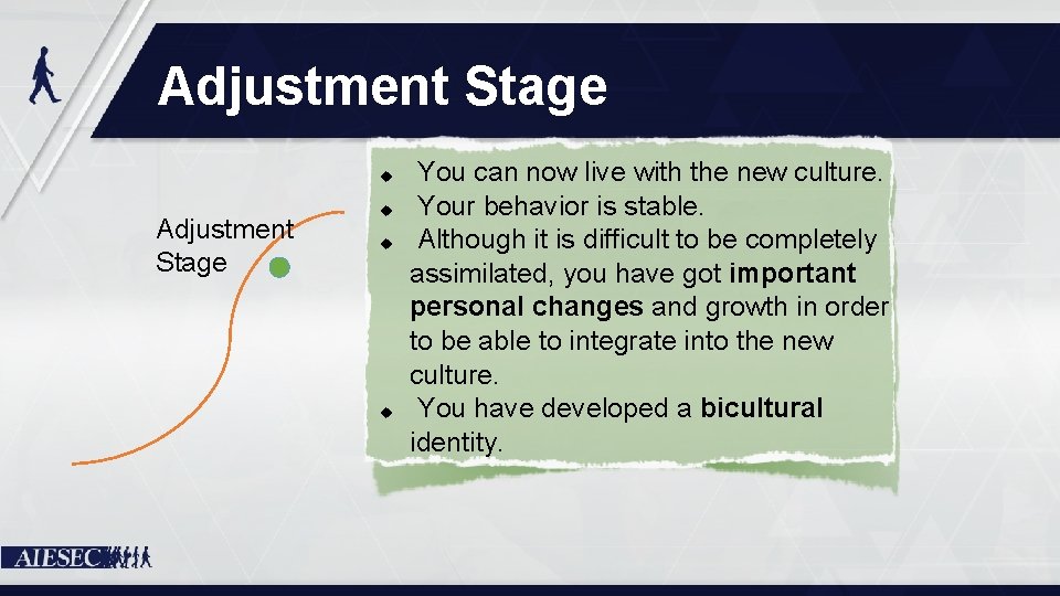 Adjustment Stage u u u You can now live with the new culture. Your