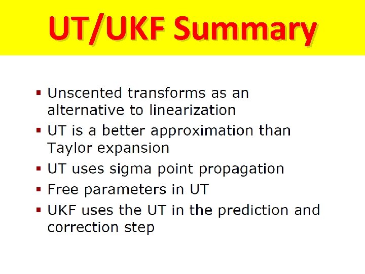 UT/UKF Summary 