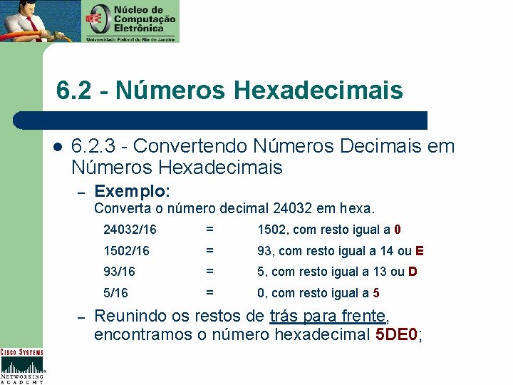 6. 2 - Números Hexadecimais l 6. 2. 3 - Convertendo Números Decimais em