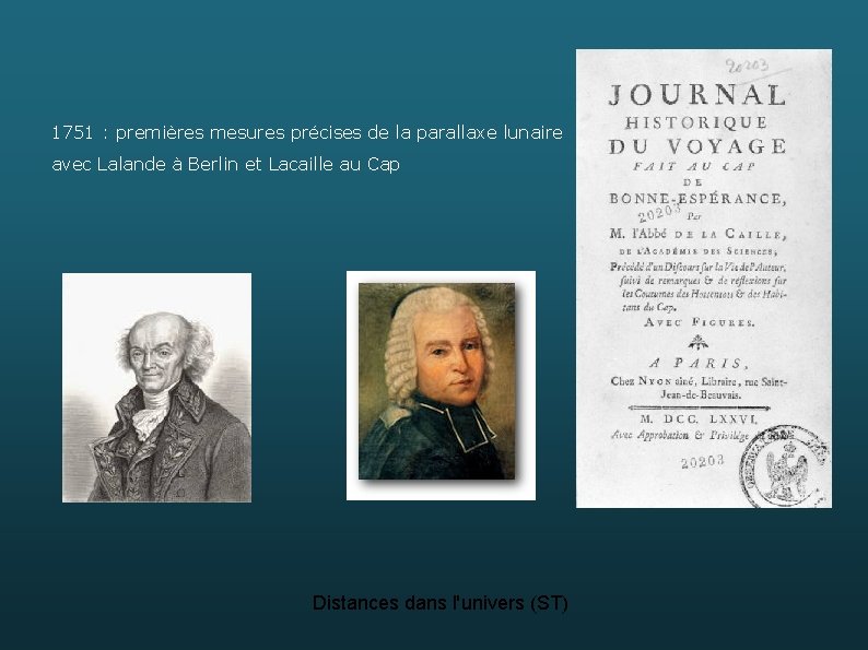 1751 : premières mesures précises de la parallaxe lunaire avec Lalande à Berlin et