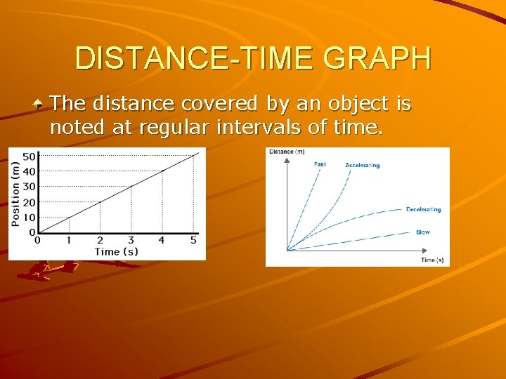 DISTANCE-TIME GRAPH The distance covered by an object is noted at regular intervals of