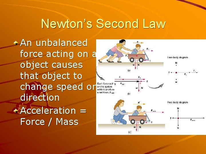 Newton’s Second Law An unbalanced force acting on an object causes that object to