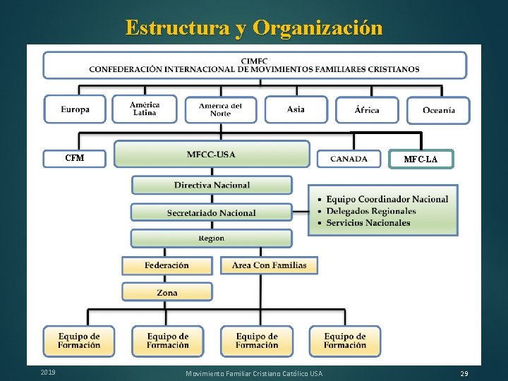 Estructura y Organización CFM 2019 MFC-LA Movimiento Familiar Cristiano Católico USA 29 