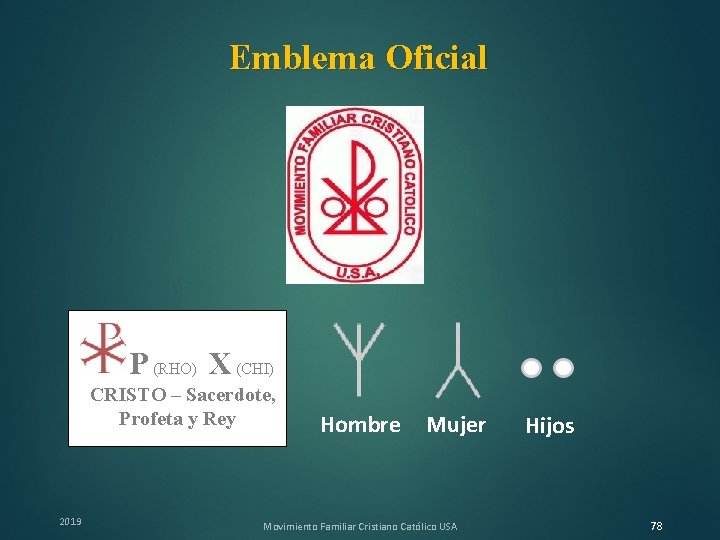 Emblema Oficial P (RHO) X (CHI) CRISTO – Sacerdote, Profeta y Rey 2019 Hombre