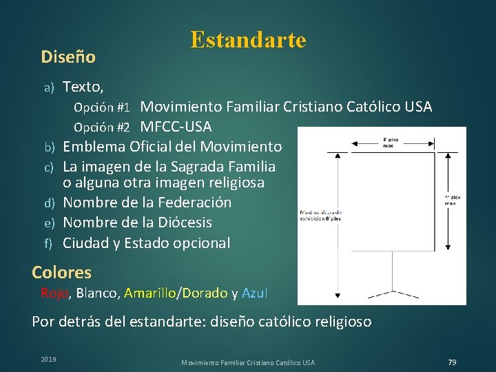 Diseño Estandarte Texto, Opción #1 Movimiento Familiar Cristiano Católico USA Opción #2 MFCC-USA b)