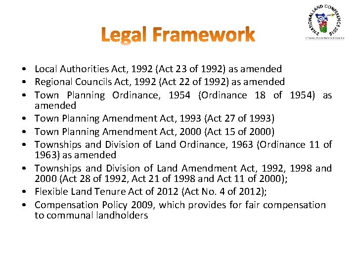  • Local Authorities Act, 1992 (Act 23 of 1992) as amended • Regional