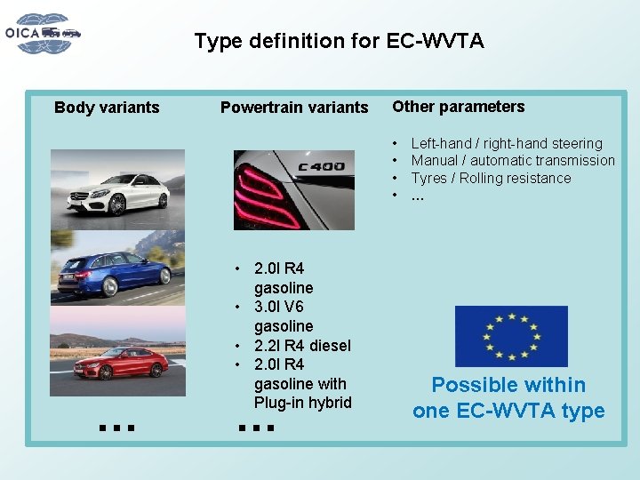 Type definition for EC-WVTA Body variants Powertrain variants Other parameters • • … •