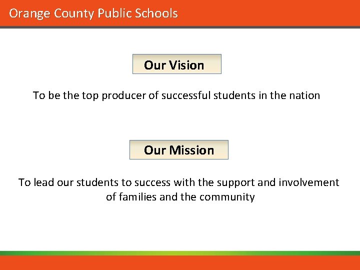 Orange County Public Schools Our Vision To be the top producer of successful students