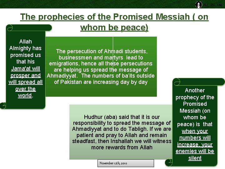 The prophecies of the Promised Messiah ( on whom be peace) Allah Almighty has
