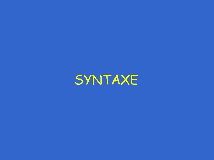 SYNTAXE 