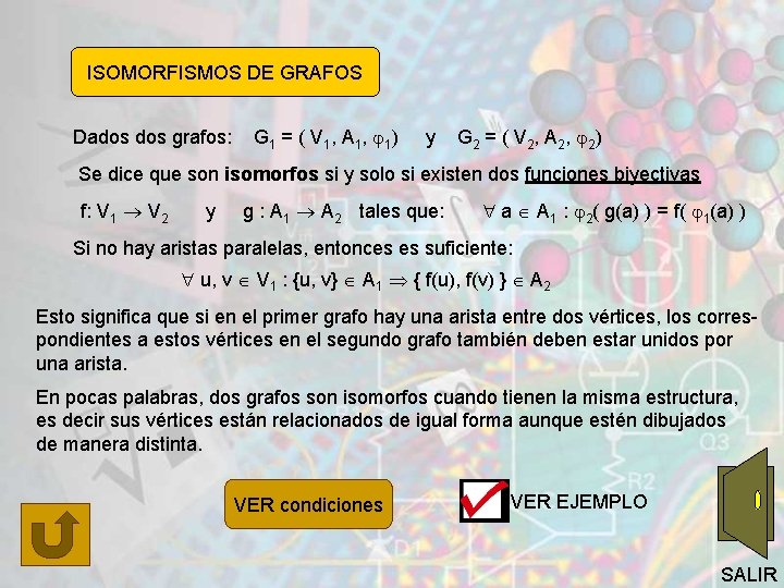 ISOMORFISMOS DE GRAFOS Dados grafos: G 1 = ( V 1 , A 1