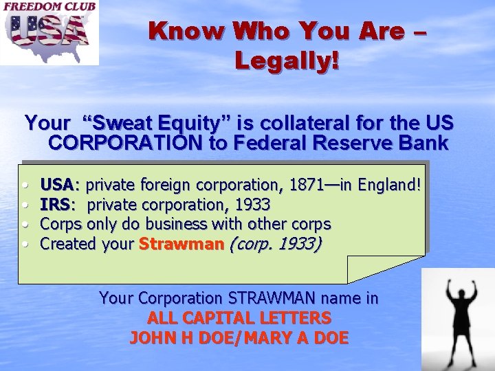 Know Who You Are – Legally! Your “Sweat Equity” is collateral for the US