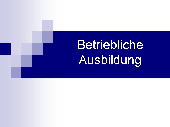 Betriebliche Ausbildung 