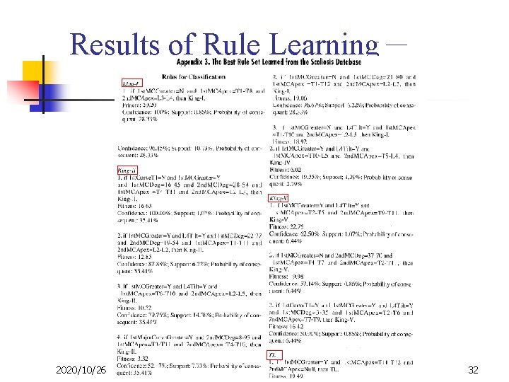 Results of Rule Learning－ 2020/10/26 32 
