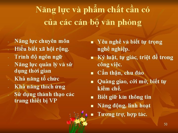 Năng lực và phẩm chất cần có của các cán bộ văn phòng -