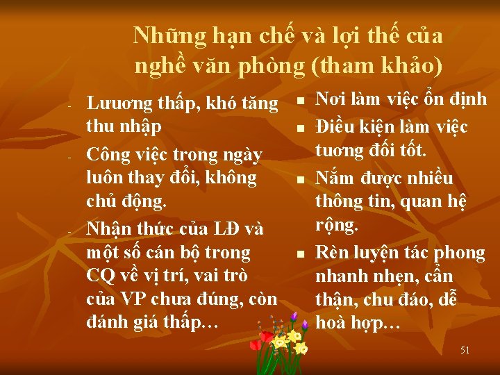 Những hạn chế và lợi thế của nghề văn phòng (tham khảo) - -