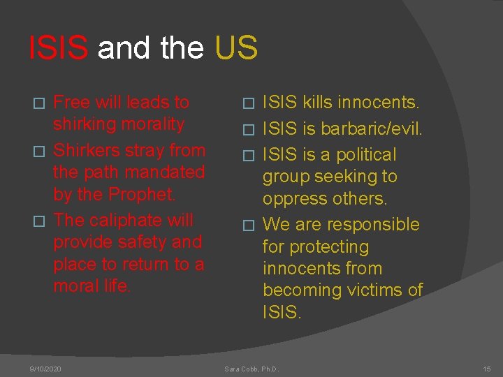 ISIS and the US Free will leads to shirking morality � Shirkers stray from