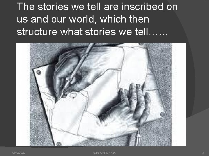 The stories we tell are inscribed on us and our world, which then structure