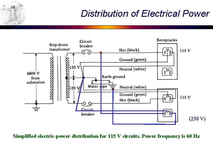 Distribution of Electrical Power (230 V) Simplified electric-power distribution for 115 V circuits. Power