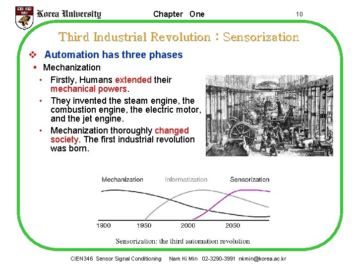 Chapter One 10 Third Industrial Revolution : Sensorization v Automation has three phases §