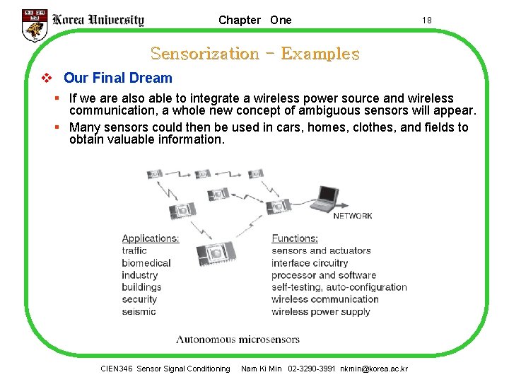 Chapter One 18 Sensorization - Examples v Our Final Dream § If we are