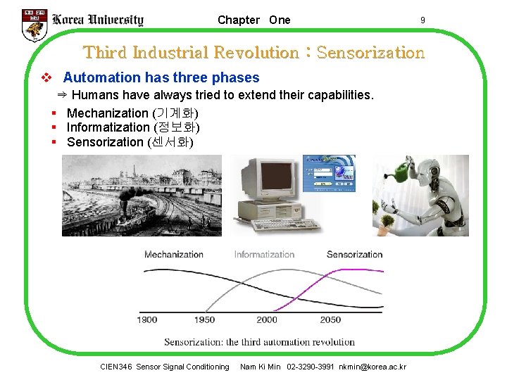 Chapter One 9 Third Industrial Revolution : Sensorization v Automation has three phases ⇒