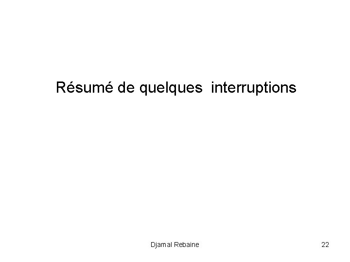  Résumé de quelques interruptions Djamal Rebaine 22 