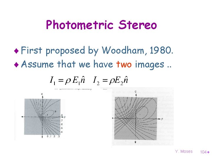 Photometric Stereo ¨ First proposed by Woodham, 1980. ¨ Assume that we have two