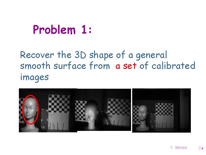 Problem 1: Recover the 3 D shape of a general smooth surface from a