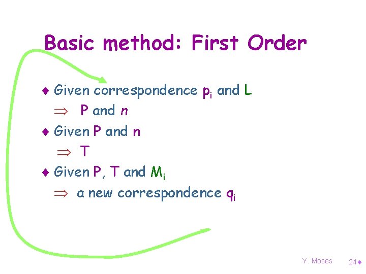 Basic method: First Order ¨ Given correspondence pi and L P and n ¨