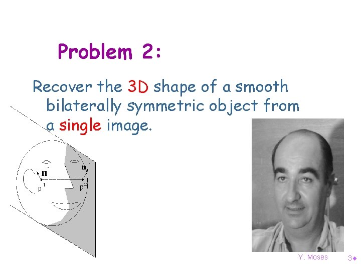 Problem 2: Recover the 3 D shape of a smooth bilaterally symmetric object from