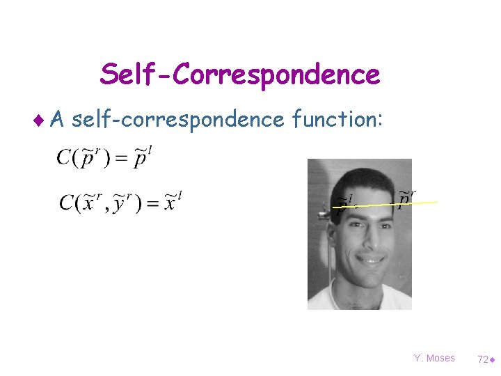 Self-Correspondence ¨ A self-correspondence function: Y. Moses 72¨ 