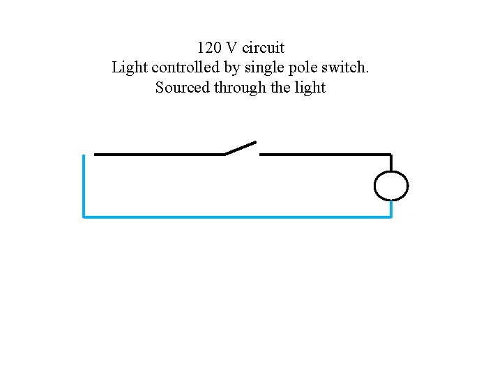 120 V circuit Light controlled by single pole switch. Sourced through the light 