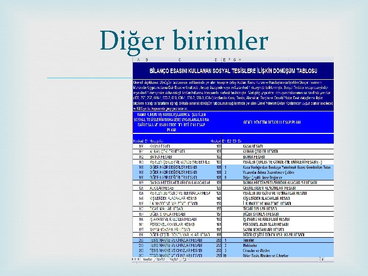 Diğer birimler 