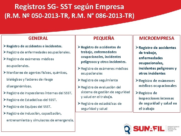 Registros SG- SST según Empresa (R. M. Nº 050 -2013 -TR, R. M. N° Registros SG- SST según Empresa (R. M. Nº 050 -2013 -TR, R. M. N°