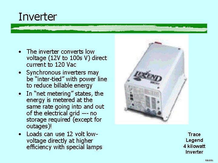 Inverter • The inverter converts low voltage (12 V to 100 s V) direct Inverter • The inverter converts low voltage (12 V to 100 s V) direct