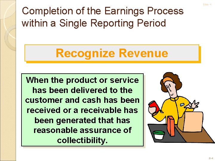 Completion of the Earnings Process within a Single Reporting Period Slide 4 Recognize Revenue