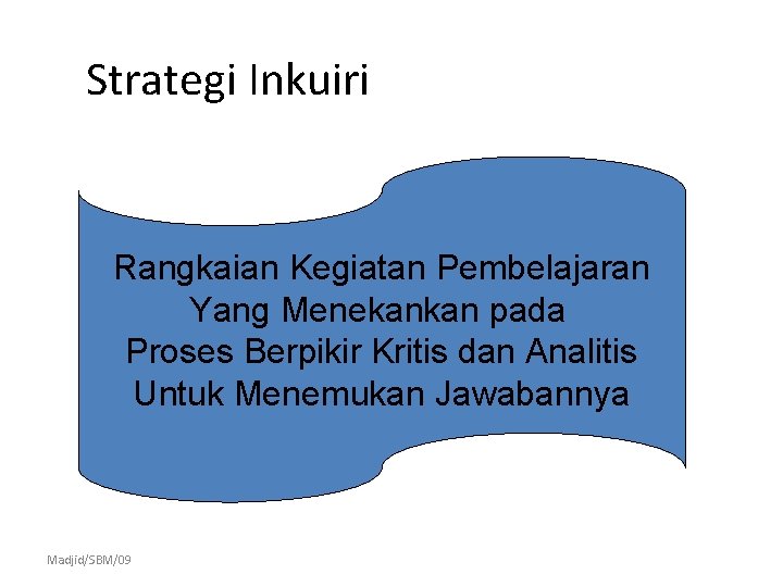 Strategi Inkuiri Rangkaian Kegiatan Pembelajaran Yang Menekankan pada Proses Berpikir Kritis dan Analitis Untuk