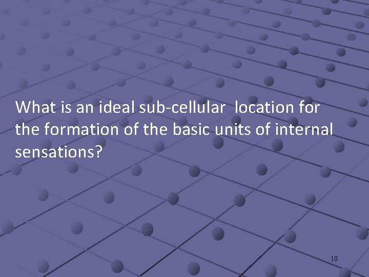 What is an ideal sub-cellular location for the formation of the basic units of