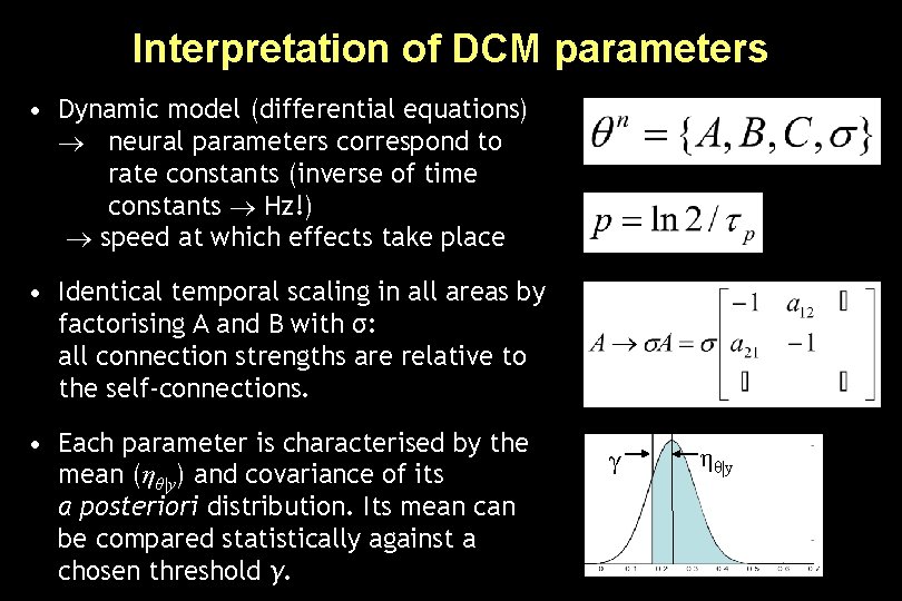 Interpretation of DCM parameters • Dynamic model (differential equations) neural parameters correspond to rate