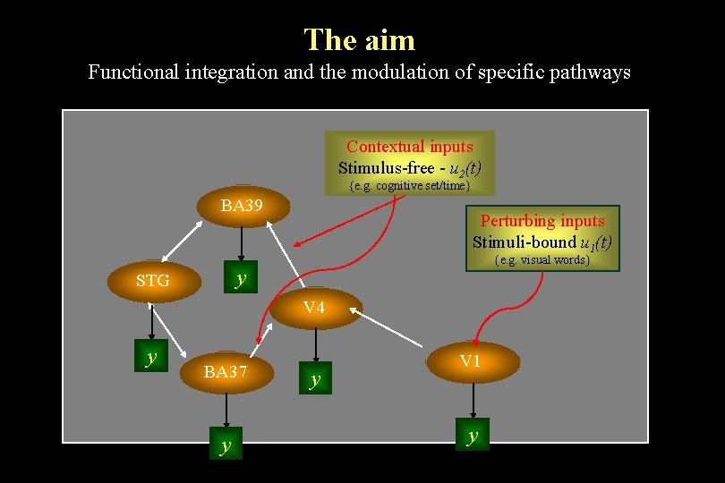 The aim Functional integration and the modulation of specific pathways Contextual inputs Stimulus-free -