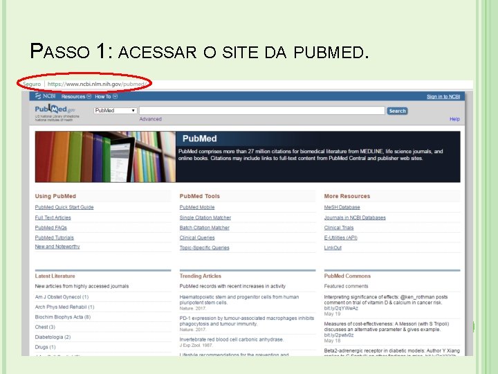 PASSO 1: ACESSAR O SITE DA PUBMED. 