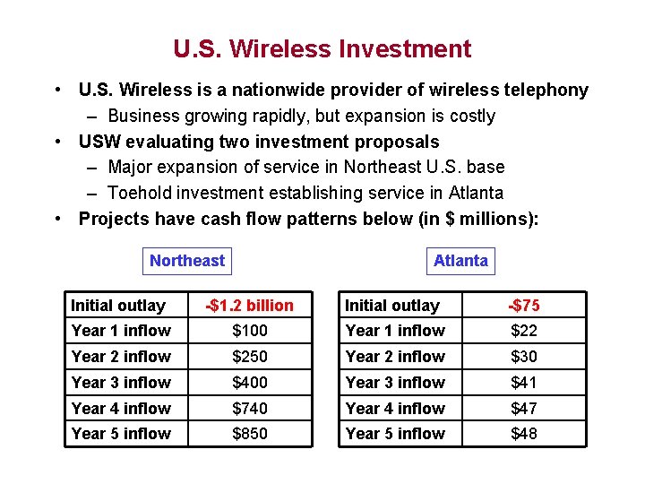 U. S. Wireless Investment • U. S. Wireless is a nationwide provider of wireless