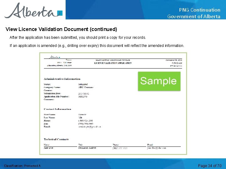 PNG Continuation Government of Alberta View Licence Validation Document (continued) After the application has