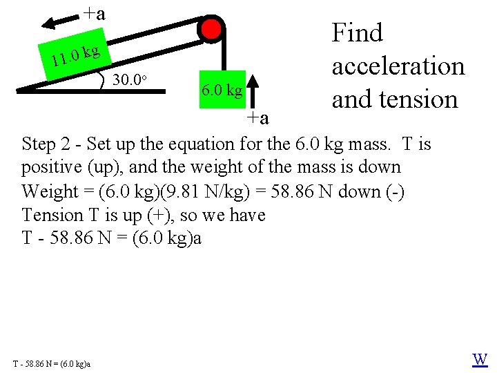 +a k 11. 0 g 30. 0 o 6. 0 kg +a Find acceleration