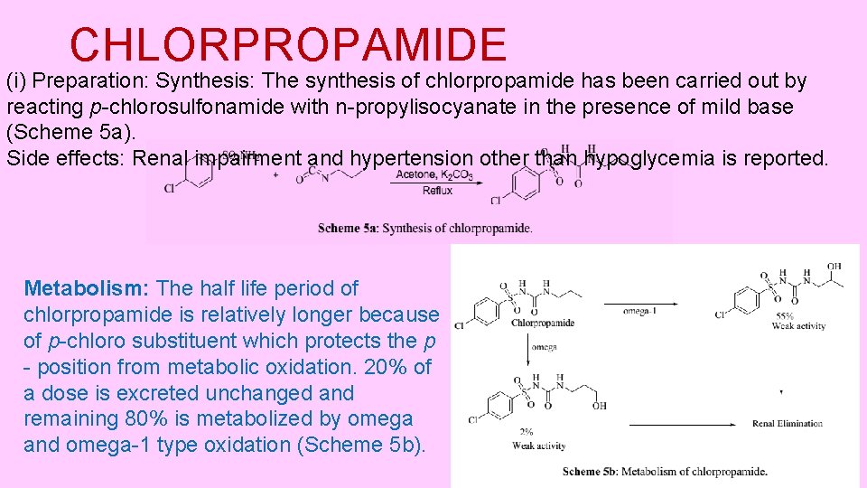 CHLORPROPAMIDE (i) Preparation: Synthesis: The synthesis of chlorpropamide has been carried out by reacting