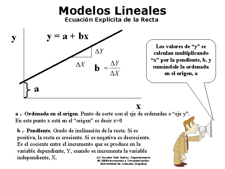 Modelos Lineales Ecuación Explícita de la Recta y = a + bx y Los